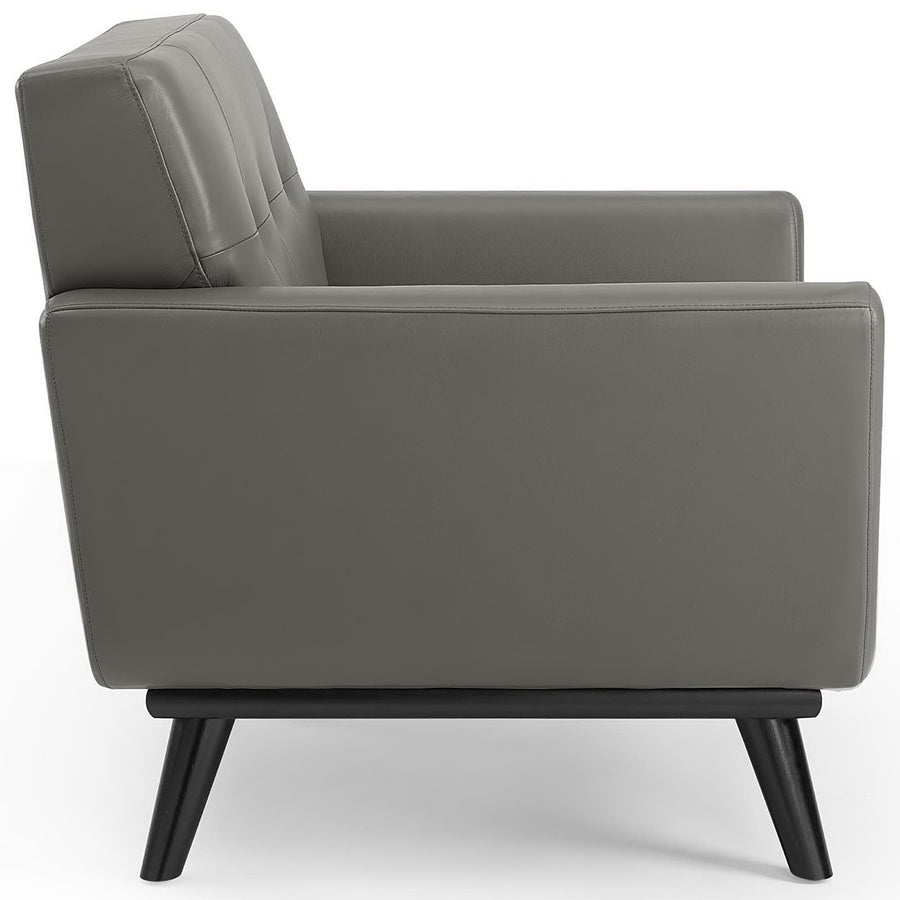 Flint Top-Grain Leather Living Room Lounge Accent Armchair in Gray