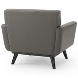 Flint Top-Grain Leather Living Room Lounge Accent Armchair in Gray