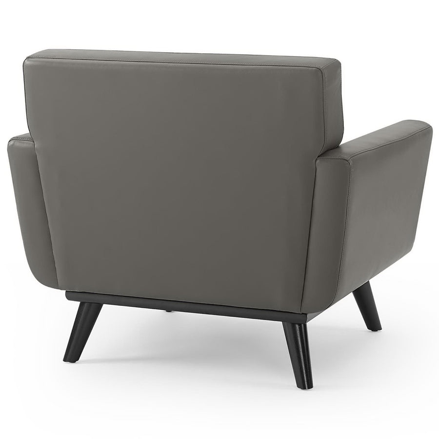 Flint Top-Grain Leather Living Room Lounge Accent Armchair in Gray
