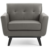 Flint Top-Grain Leather Living Room Lounge Accent Armchair in Gray