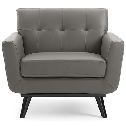 Engage Top-Grain Leather Living Room Lounge Accent Armchair by Furniture For America
