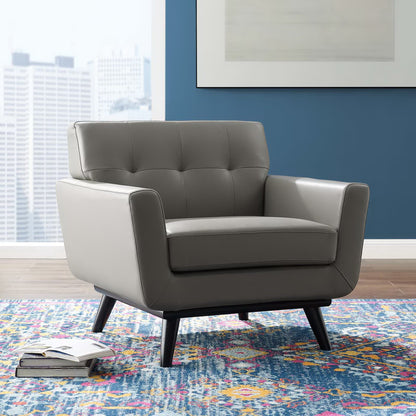 Engage Top-Grain Leather Living Room Lounge Accent Armchair by Furniture For America