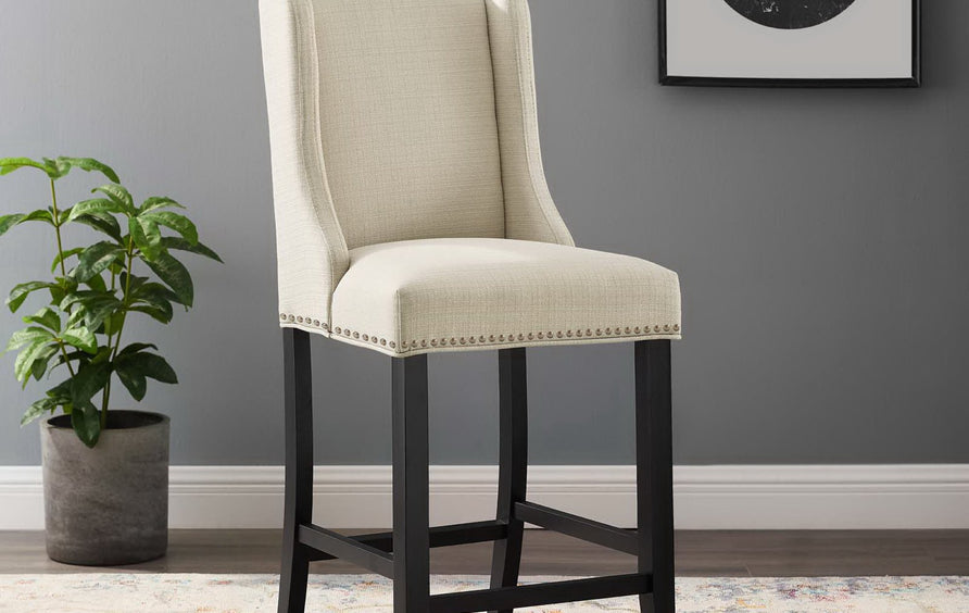 Lyra Upholstered Fabric Counter Stool in Beige
