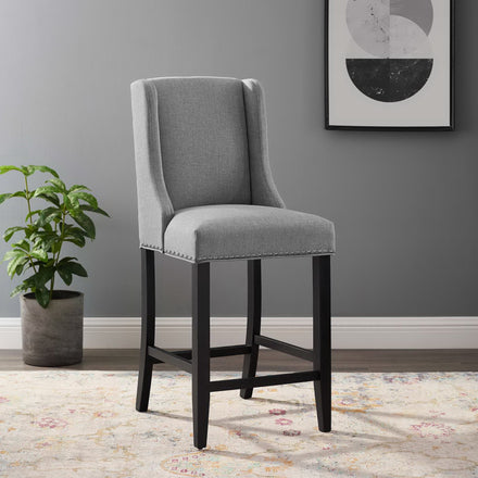 Baron Upholstered Fabric Counter Stool in Light Gray
