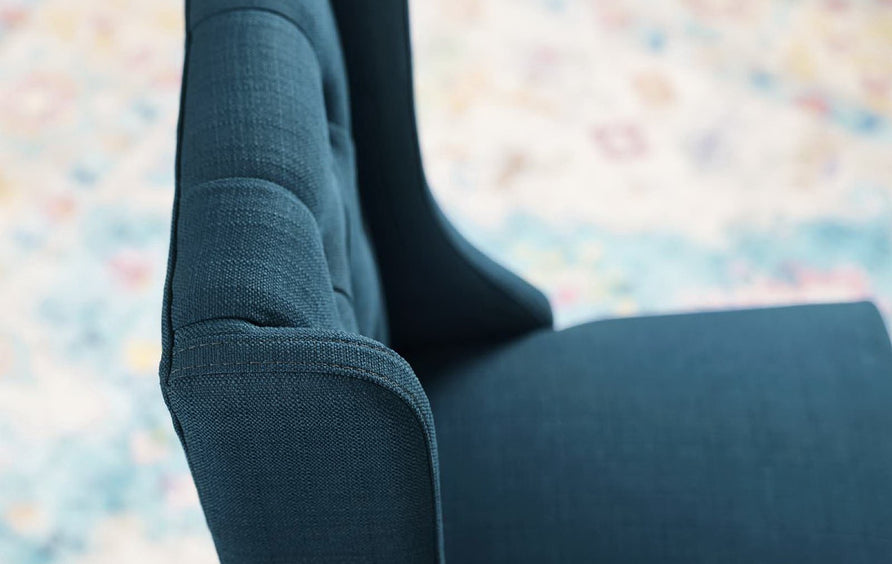 Ellison Tufted Button Upholstered Fabric Counter Stool in Azure