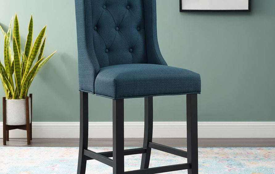 Ellison Tufted Button Upholstered Fabric Counter Stool in Azure