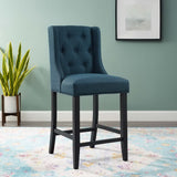 Ellison Tufted Button Upholstered Fabric Counter Stool in Azure
