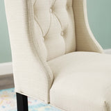 Ellison Tufted Button Upholstered Fabric Counter Stool in Beige