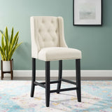 Ellison Tufted Button Upholstered Fabric Counter Stool in Beige