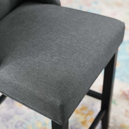 Baronet Tufted Button Upholstered Fabric Counter Stool in Gray