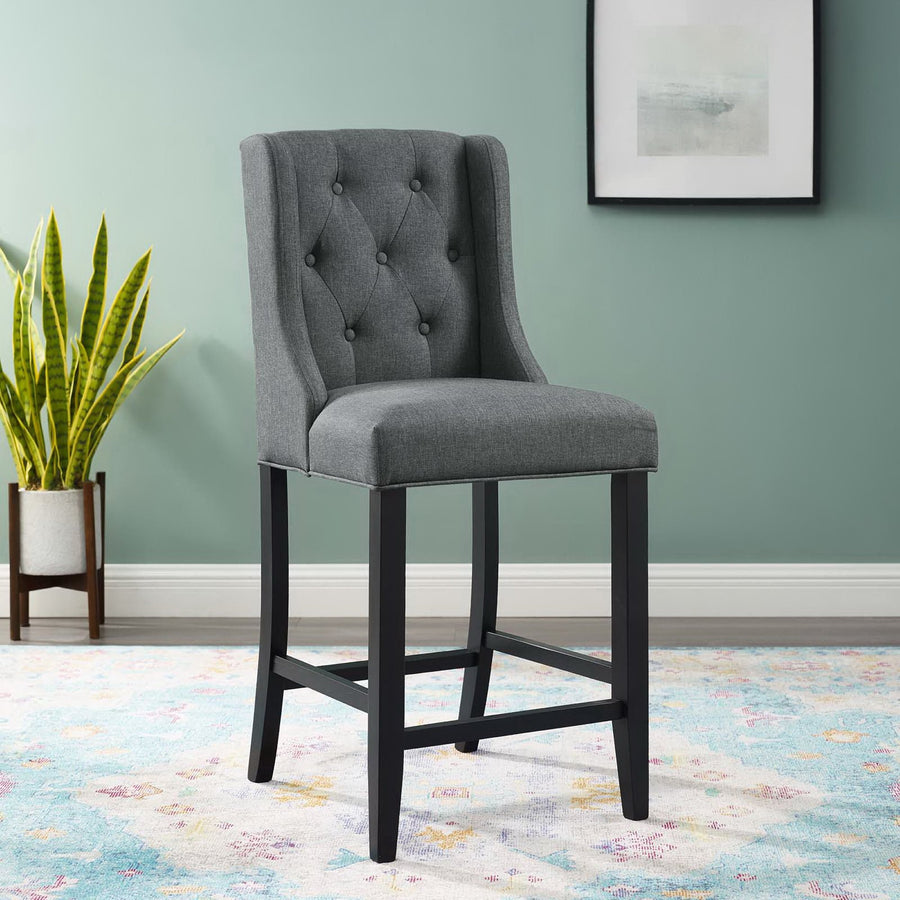 Ellison Tufted Button Upholstered Fabric Counter Stool in Gray