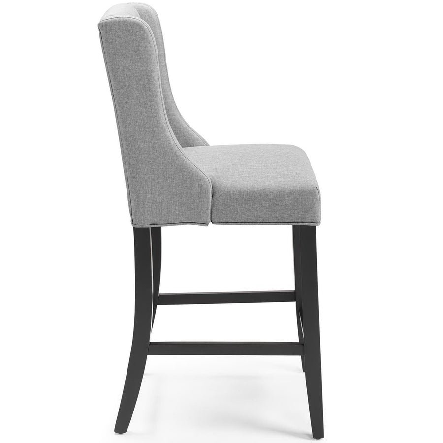 Ellison Tufted Button Upholstered Fabric Counter Stool in Light Gray