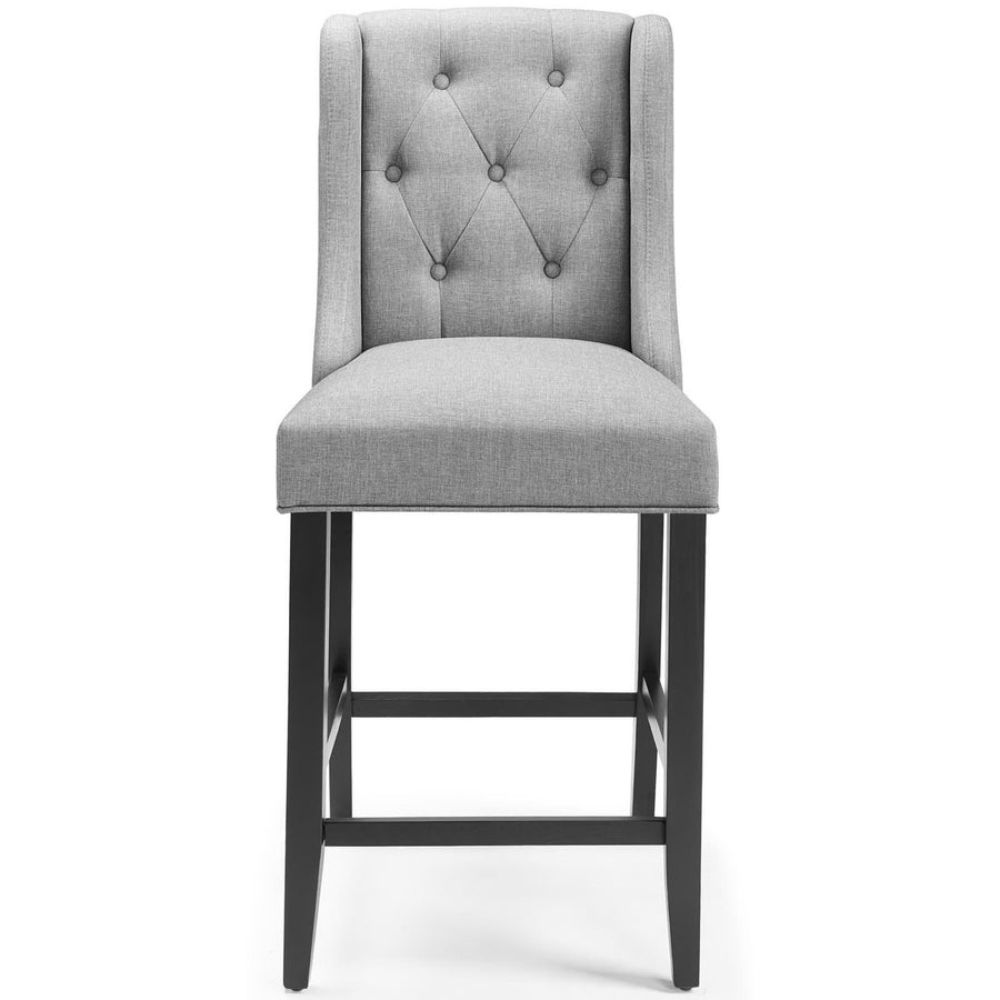 Ellison Tufted Button Upholstered Fabric Counter Stool in Light Gray