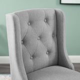 Ellison Tufted Button Upholstered Fabric Counter Stool in Light Gray