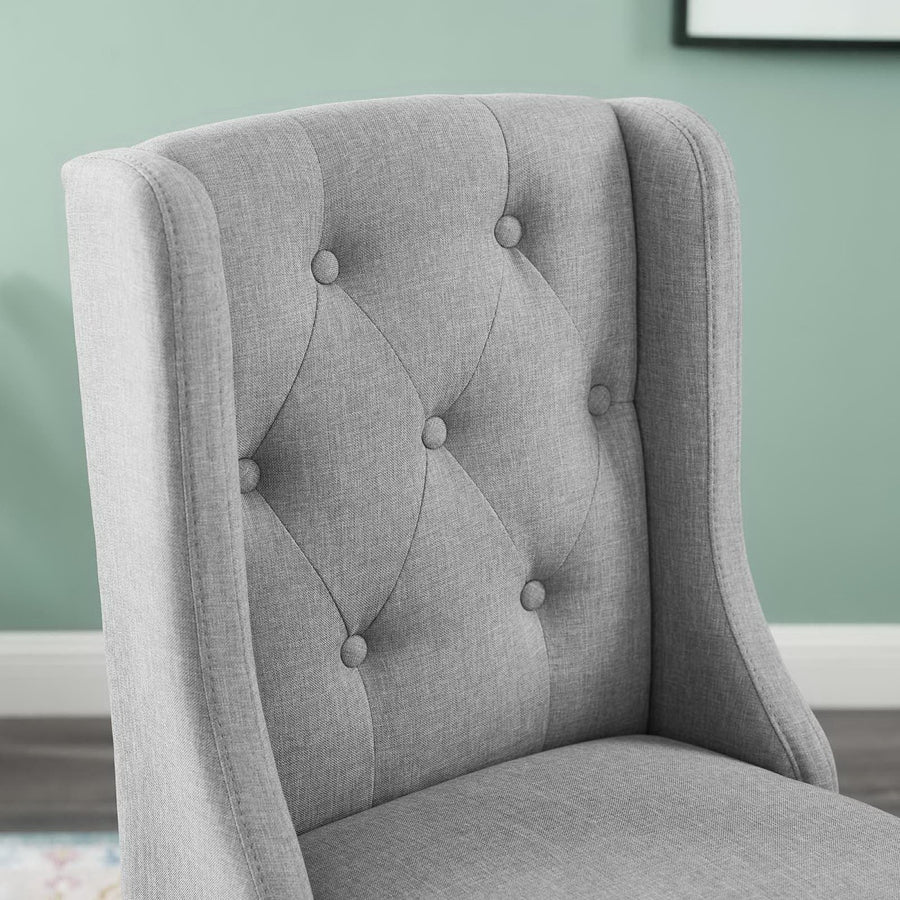Ellison Tufted Button Upholstered Fabric Counter Stool in Light Gray