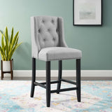 Ellison Tufted Button Upholstered Fabric Counter Stool in Light Gray