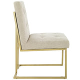 Indigo Gold Stainless Steel Upholstered Fabric Dining Accent Chair in Gold Beige