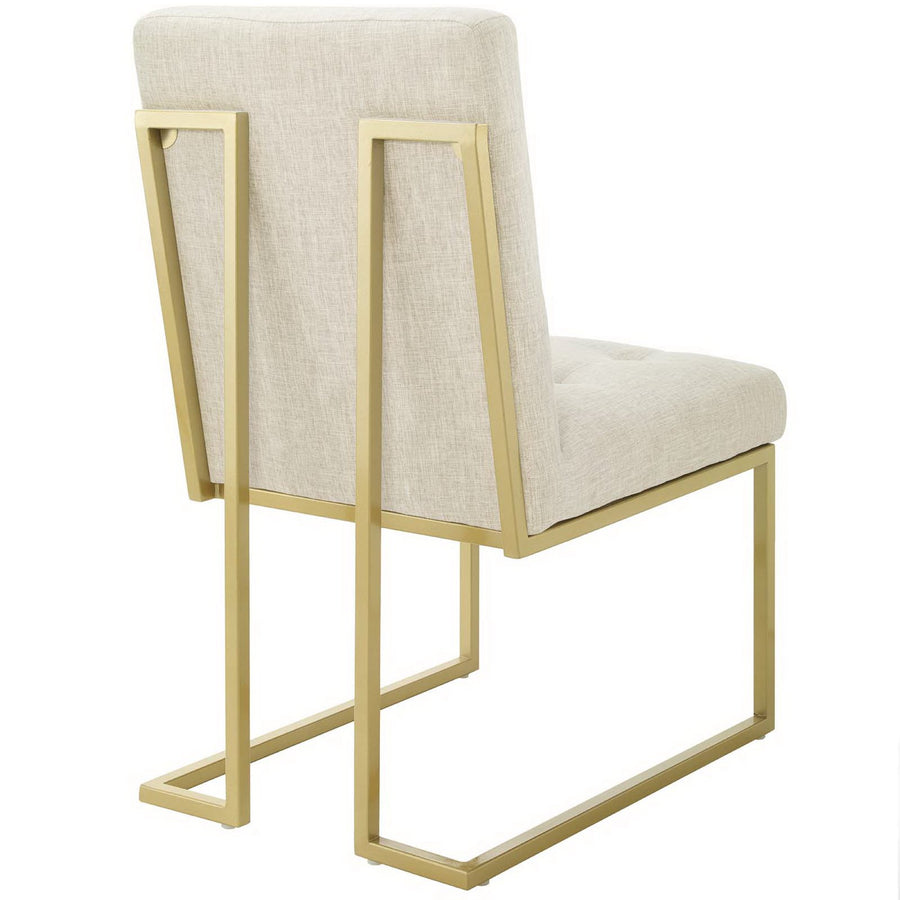 Indigo Gold Stainless Steel Upholstered Fabric Dining Accent Chair in Gold Beige