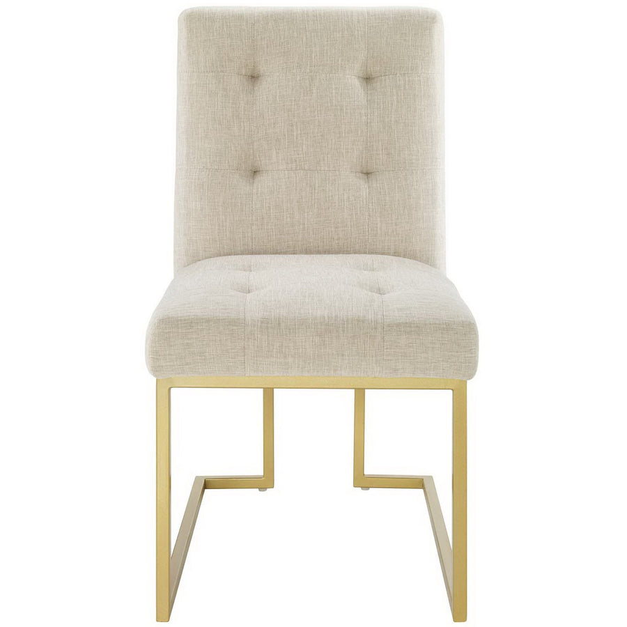 Indigo Gold Stainless Steel Upholstered Fabric Dining Accent Chair in Gold Beige