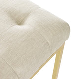 Indigo Gold Stainless Steel Upholstered Fabric Dining Accent Chair in Gold Beige