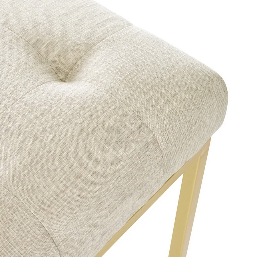 Indigo Gold Stainless Steel Upholstered Fabric Dining Accent Chair in Gold Beige