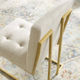 Indigo Gold Stainless Steel Upholstered Fabric Dining Accent Chair in Gold Beige