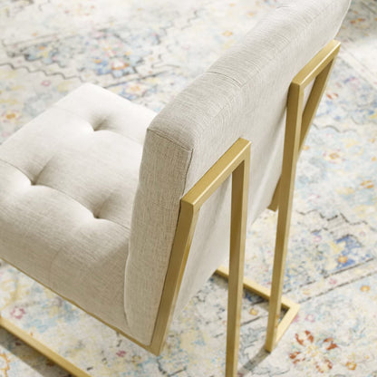 Privy Gold Stainless Steel Upholstered Fabric Dining Accent Chair by Furniture for America