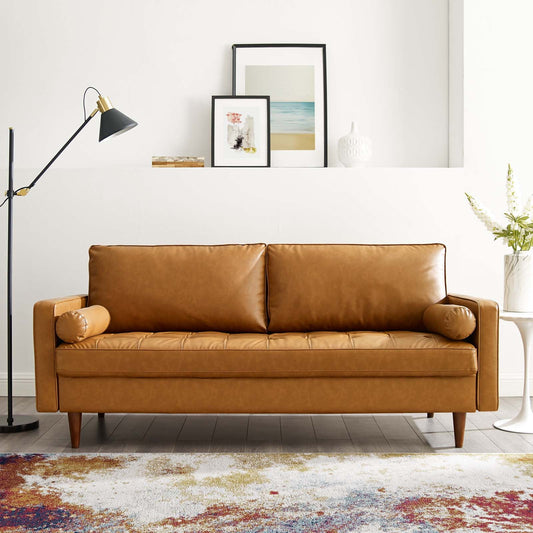 Valour Upholstered Faux Leather Sofa by Furniture for America
