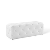 Alder 48" Tufted Button Entryway Faux Leather Bench in White