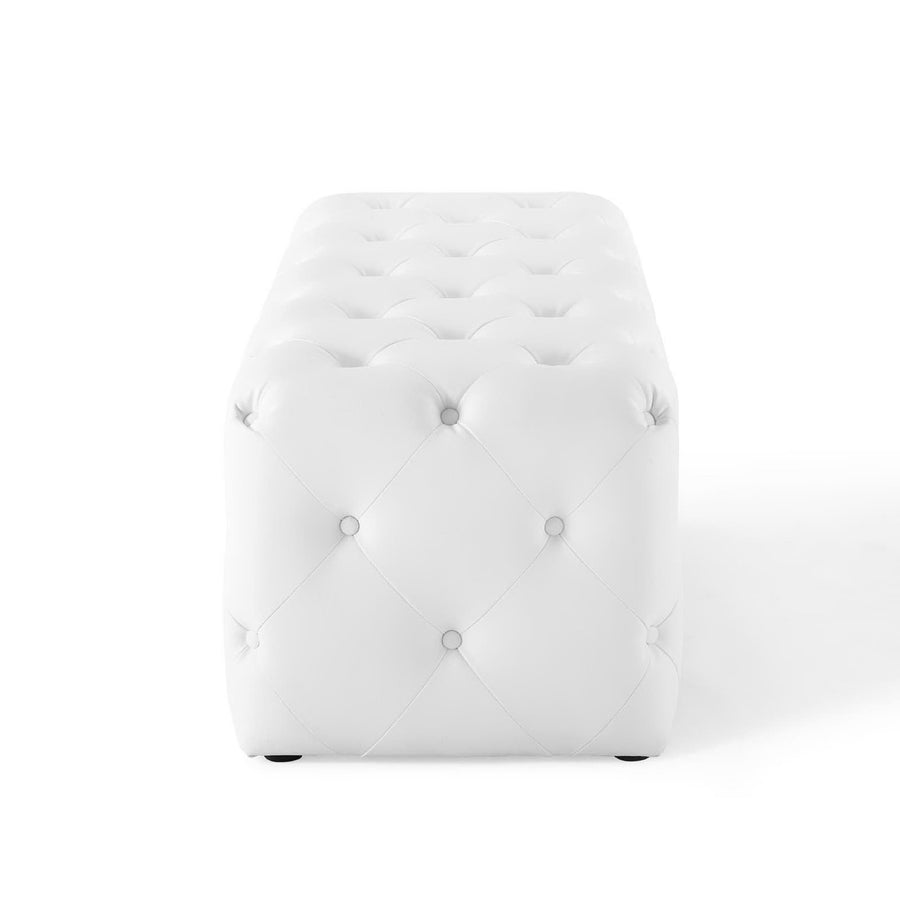 Alder 48" Tufted Button Entryway Faux Leather Bench in White