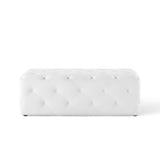Alder 48" Tufted Button Entryway Faux Leather Bench in White