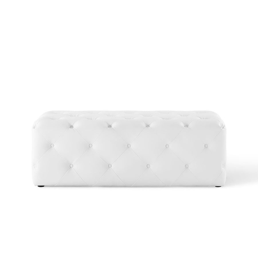 Alder 48" Tufted Button Entryway Faux Leather Bench in White