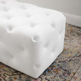 Alder 48" Tufted Button Entryway Faux Leather Bench in White