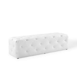 Alder 60" Tufted Button Entryway Faux Leather Bench in White
