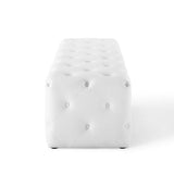 Alder 60" Tufted Button Entryway Faux Leather Bench in White