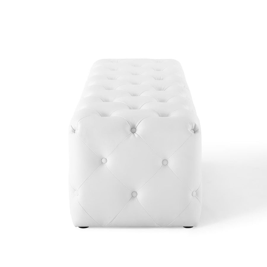 Alder 60" Tufted Button Entryway Faux Leather Bench in White