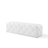 Alder 60" Tufted Button Entryway Faux Leather Bench in White