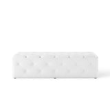Alder 60" Tufted Button Entryway Faux Leather Bench in White