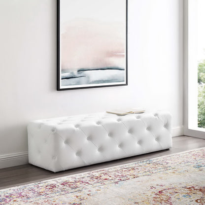 Amour 60" Tufted Button Entryway Faux Leather Bench by Furniture For America