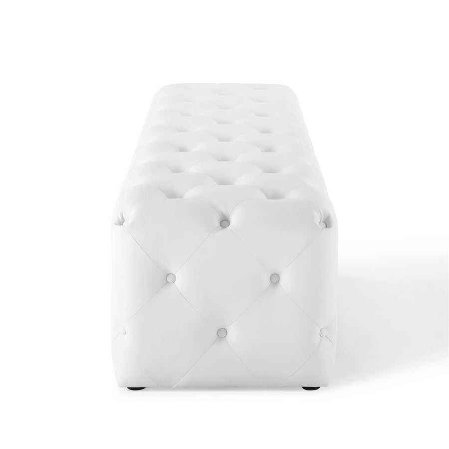 Alder 72" Tufted Button Entryway Faux Leather Bench in White