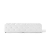 Alder 72" Tufted Button Entryway Faux Leather Bench in White