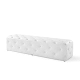 Alder 72" Tufted Button Entryway Faux Leather Bench in White