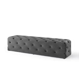 Alder 72" Tufted Button Entryway Performance Velvet Bench in Gray