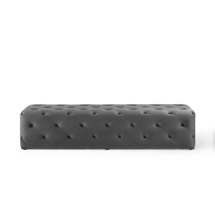 Amour 72" Tufted Button Entryway Performance Velvet Bench in Gray