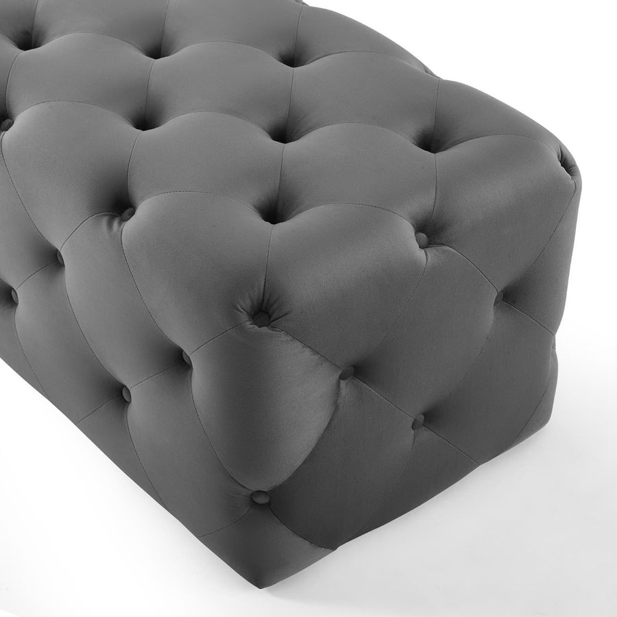 Alder 72" Tufted Button Entryway Performance Velvet Bench in Gray