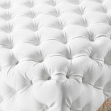 Alder Tufted Button Large Square Faux Leather Ottoman in White