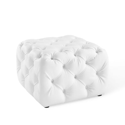Amour Tufted Button Square Faux Leather Ottoman by Furniture For America