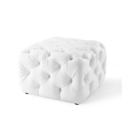 Amour Tufted Button Square Faux Leather Ottoman by Furniture For America