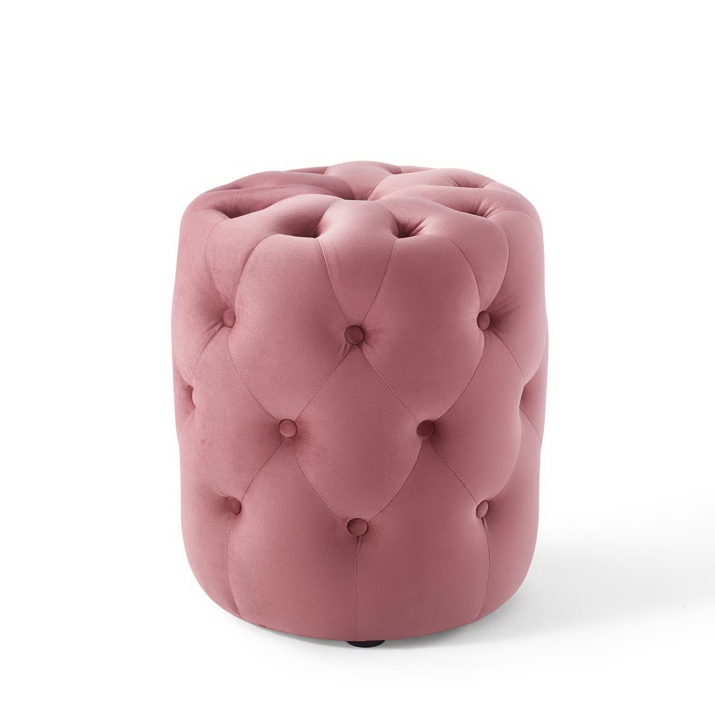 Amour Tufted Button Round Performance Velvet Ottoman by Furniture For America
