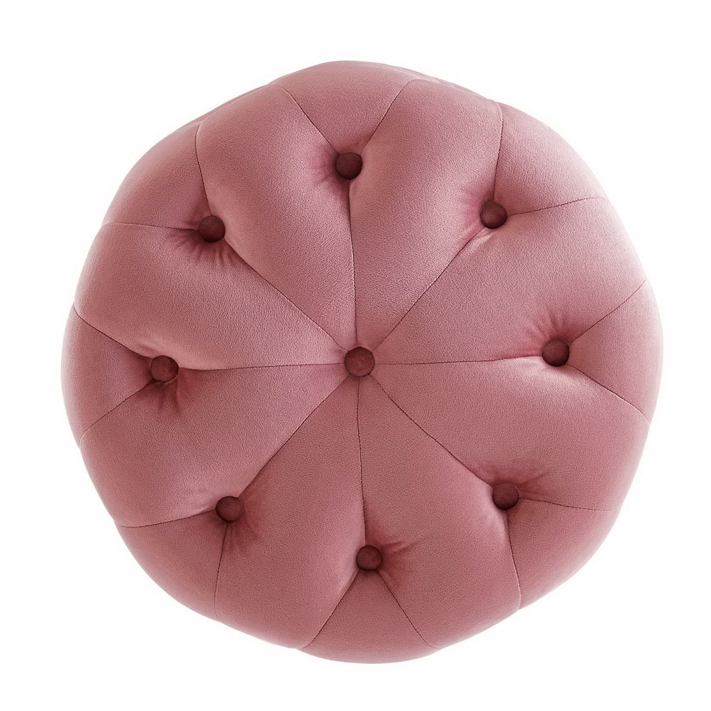 Amour Tufted Button Round Performance Velvet Ottoman by Furniture For America